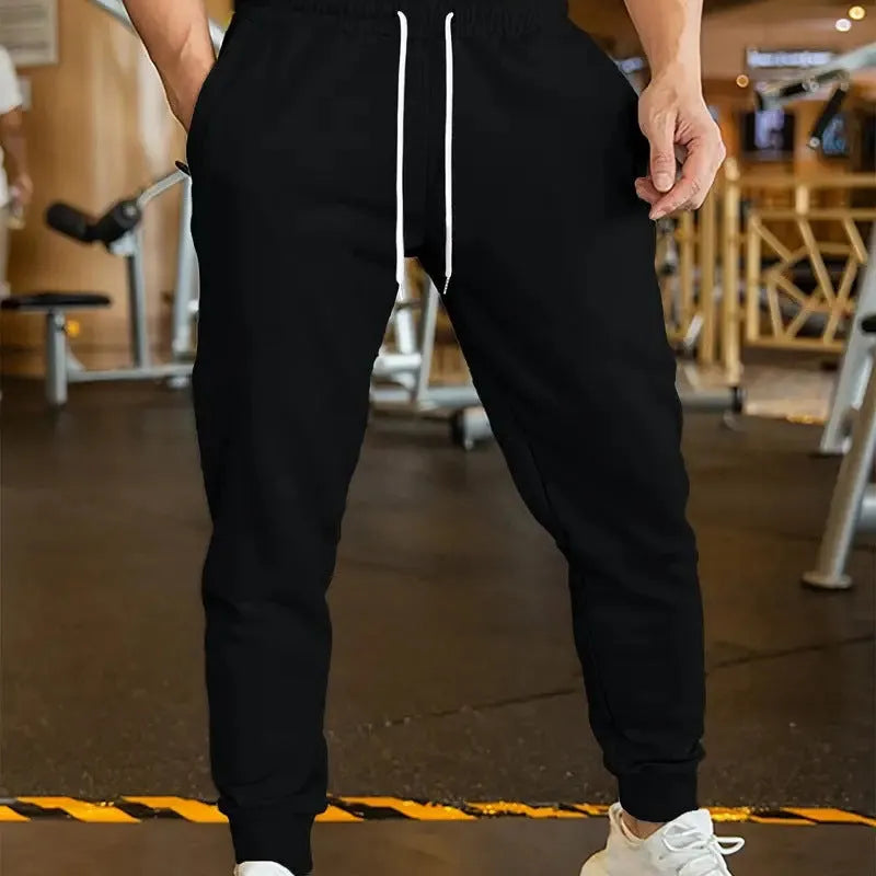 Men's loose-fit linen trousers with 3D pattern design and elastic lace waist with drawstring closure