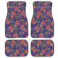 Black printed rubber car floor mat set, showing textured surface and 20mm thickness, four pieces for front and rear footwells.
