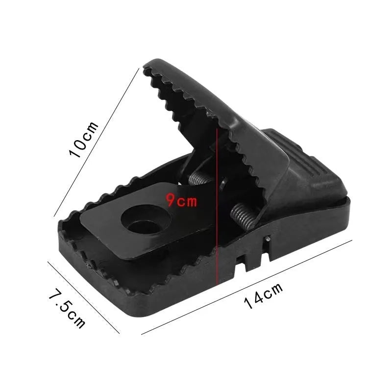 Automatic mouse trap cage with metal spring mechanism and plastic housing in multiple sizes for indoor rodent control
