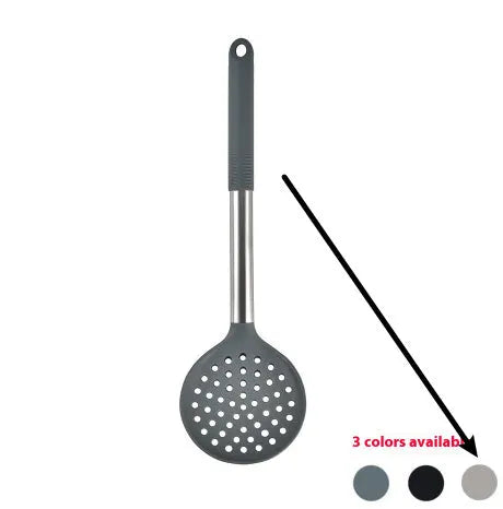 12-piece silicone kitchen utensil set with storage bucket in black, including ladle, spatula, claw tools and egg beater