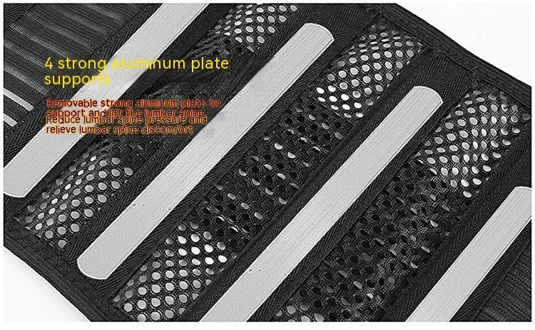 Black sports waist support with steel plate decompression for lumbar protection during fitness activities