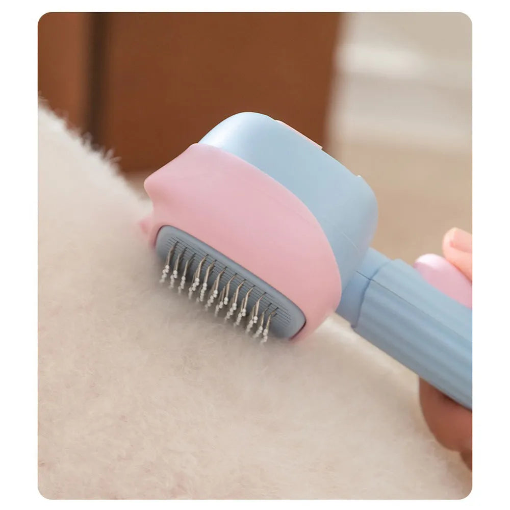 Blue pet grooming brush with deshedding teeth and dematting comb for dogs and cats