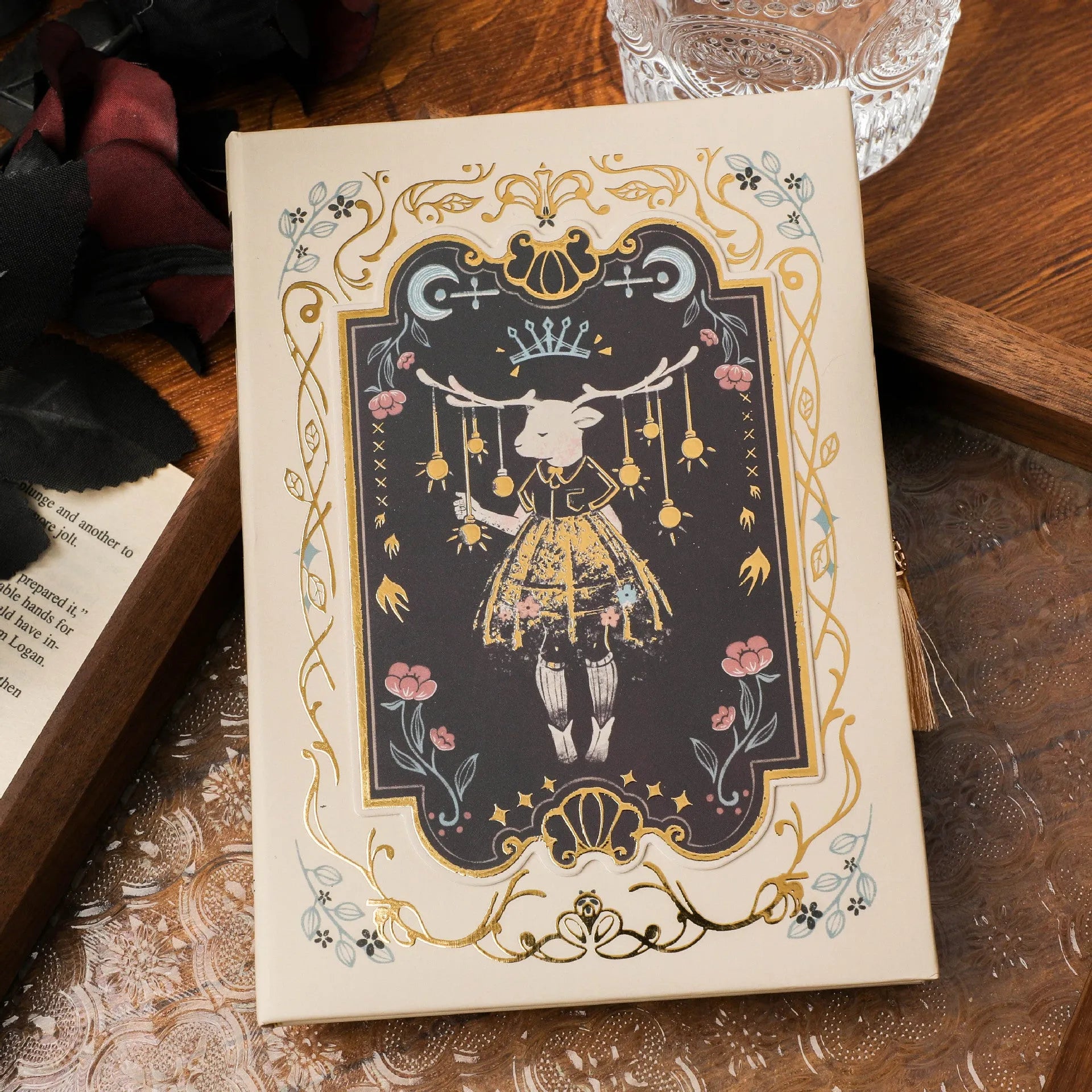 A5 gothic style retro art notebook with wood pulp paper pages.