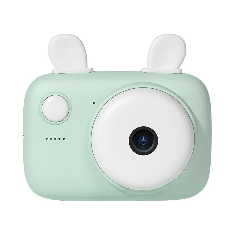 A2 Kids Macaron style digital camera in green colour, showing front and rear lenses and 2.4 inch screen.
