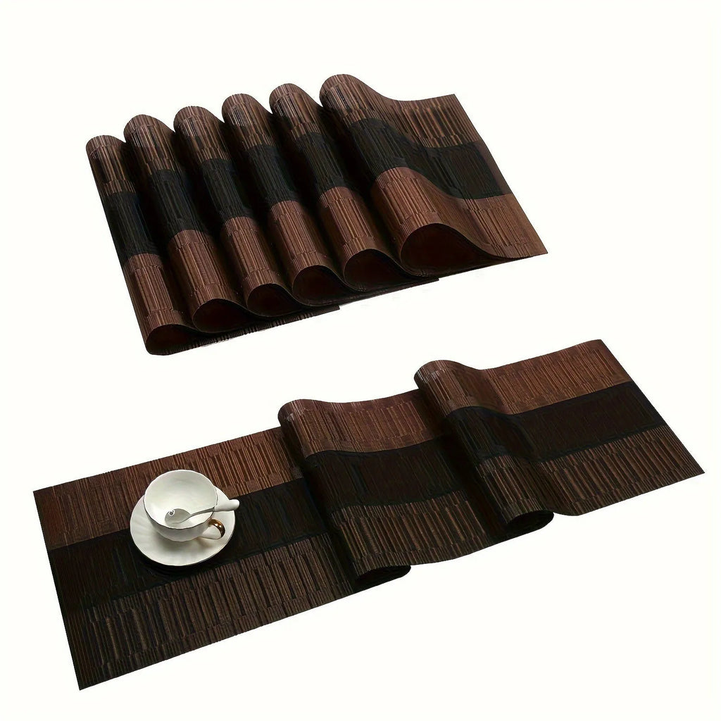 PVC kitchen dish mat in gradient bamboo design protecting counter next to sink