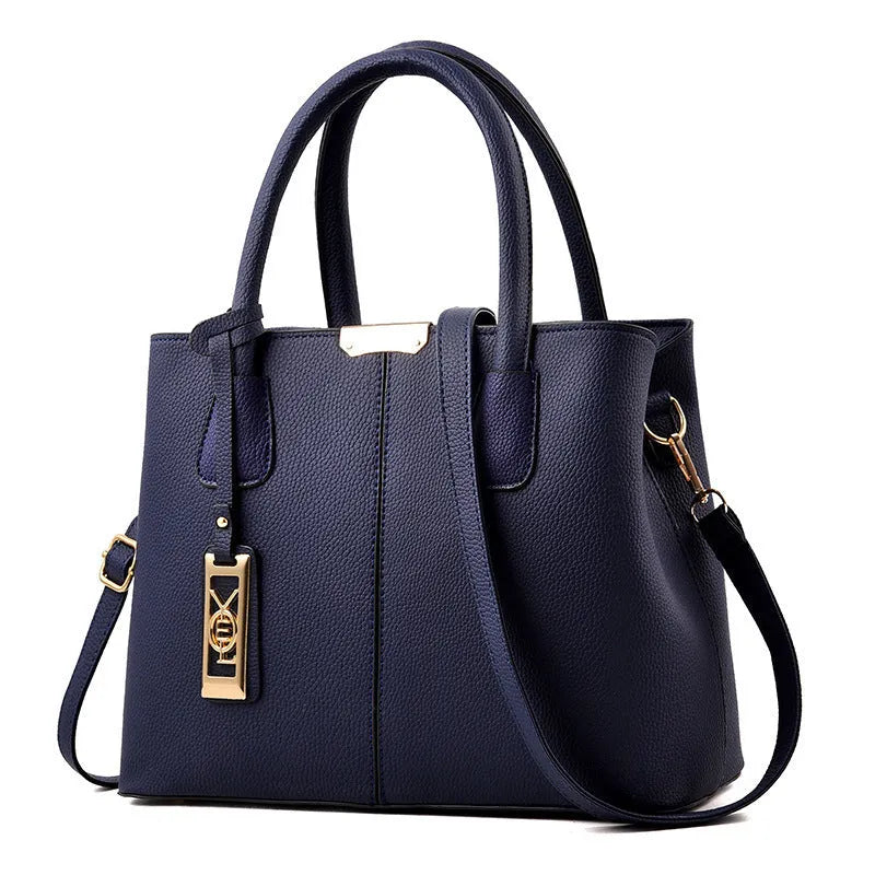 Women's large capacity PU shoulder bag with leather strap in horizontal square shape