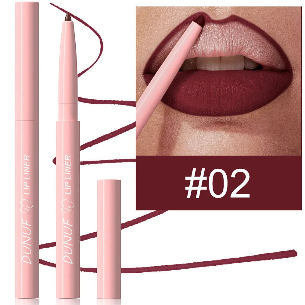 Velvet matte lip liner in 12 colour options for easy application
