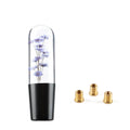 Transparent JDM crystal car gear head with flower in water design, 15cm long with three metal adapters