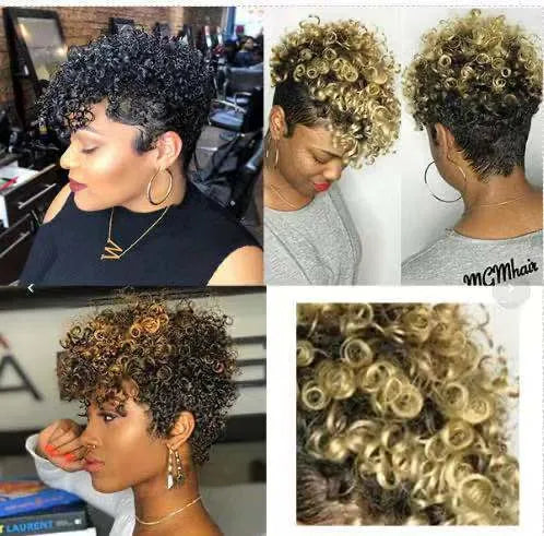 Women's short synthetic wig with simple rolls styling in exotic design, Kanekalon fibre, multiple colour options