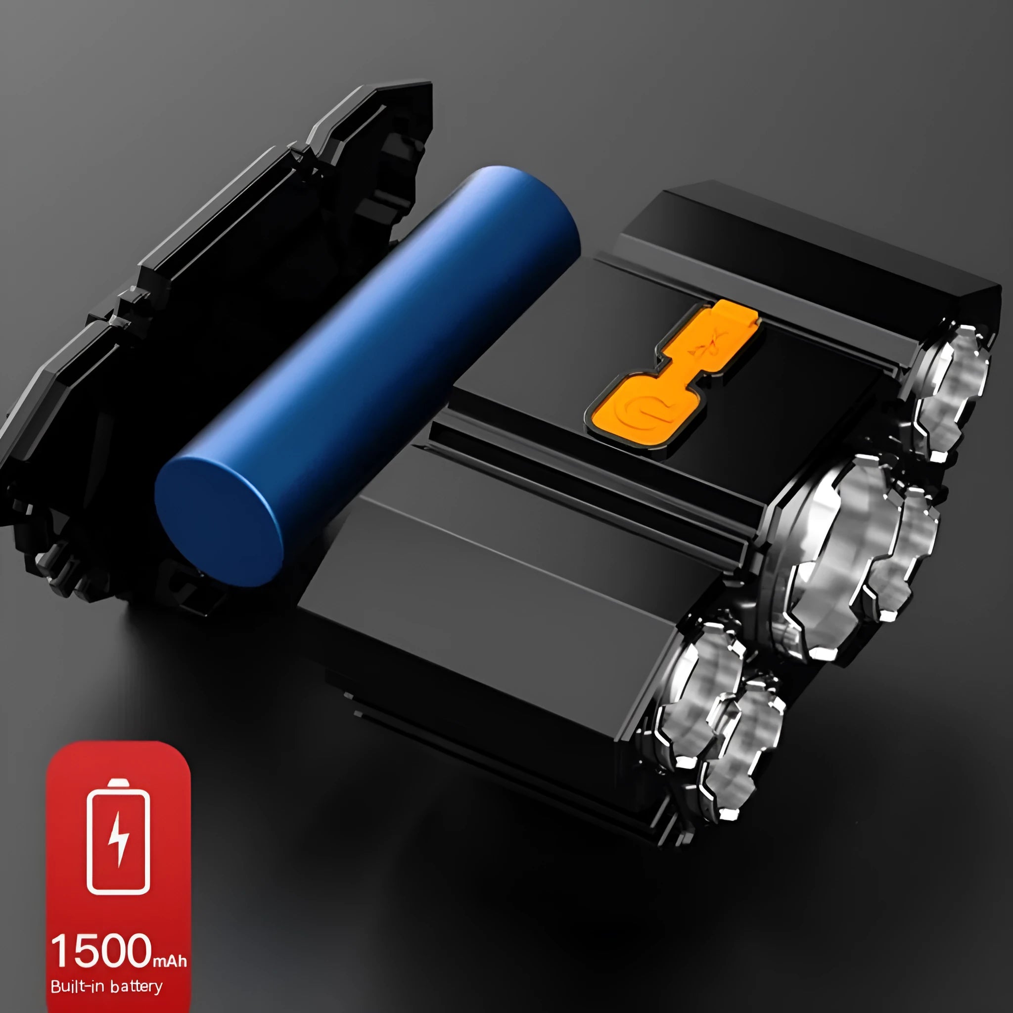 LED miner's headlamp with adjustable strap, 10W super bright illumination, 2400mAh battery