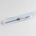 Black and white plastic hard drive bay cover for PC case installation