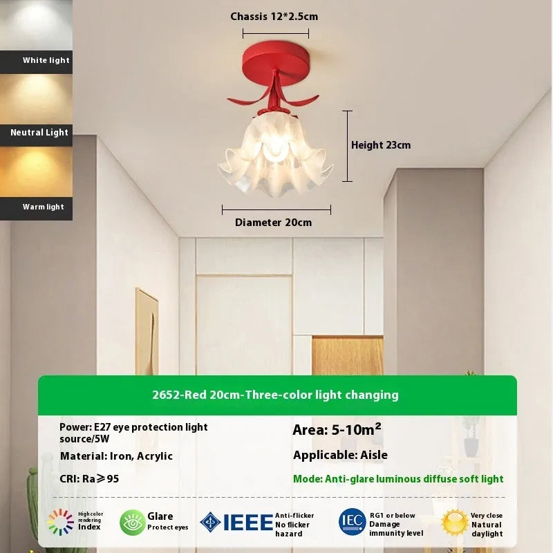Cream coloured LED corridor light with Linglan flower design and modern simplistic style