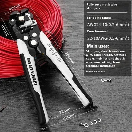 Fully automatic wire stripping pliers with high carbon steel blades and 45# steel construction