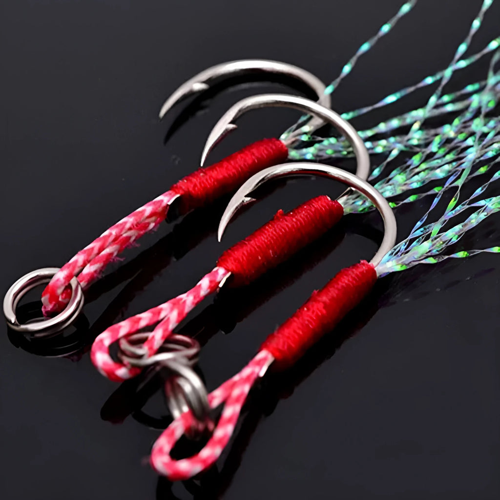 Bright wire iron plate single fishing hook for boat and sea fishing, shown in multiple sizes.
