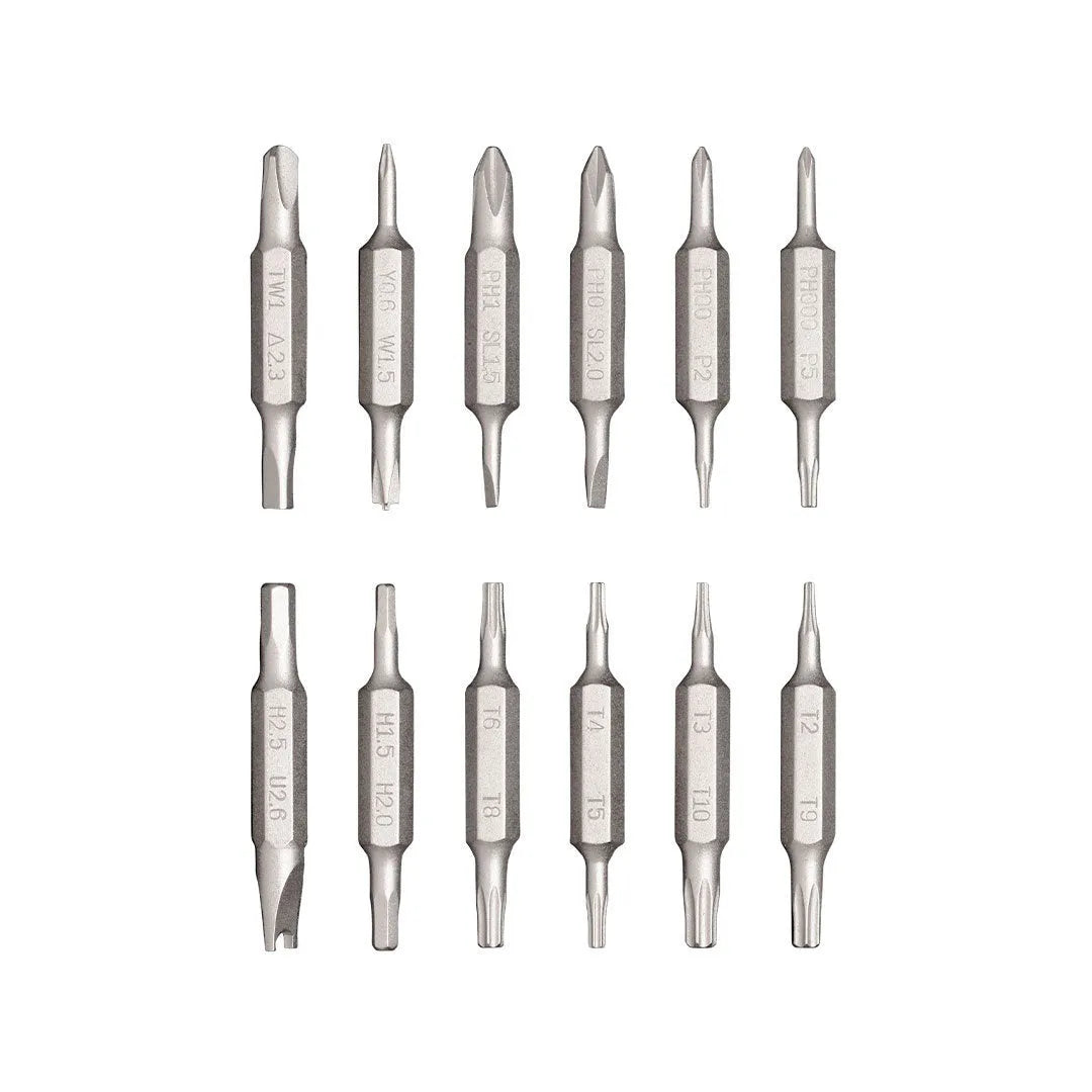 24-in-1 repair screwdriver set with aluminium body and magnetic bit storage for electronic device repair
