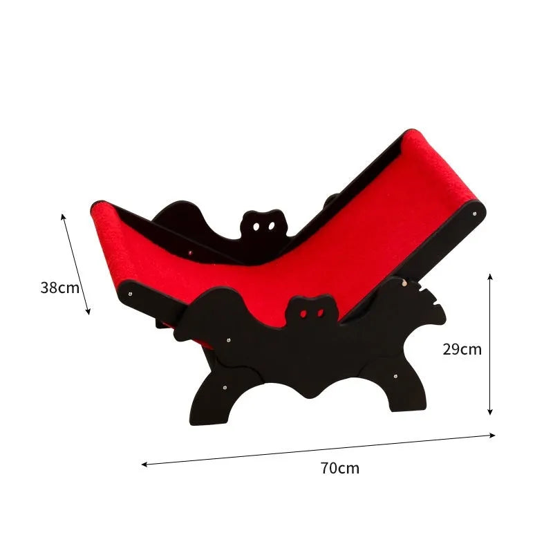Black and red European-style wooden cat recliner bed for indoor pets