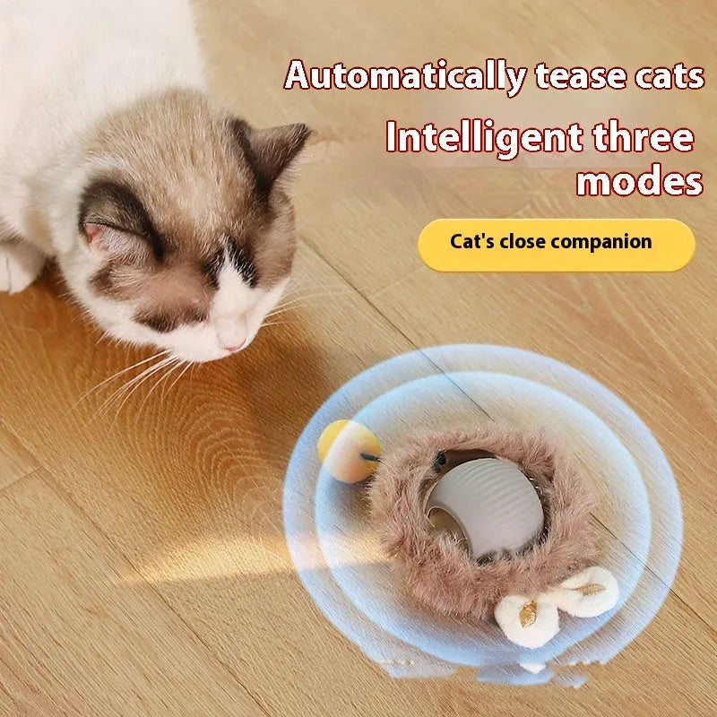 Silicone cat rolling ball toy in red, green, and grey colour options