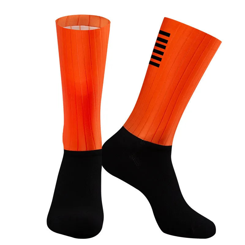 Athletic sports socks for cycling and running in multiple colour options with moisture-wicking fabric
