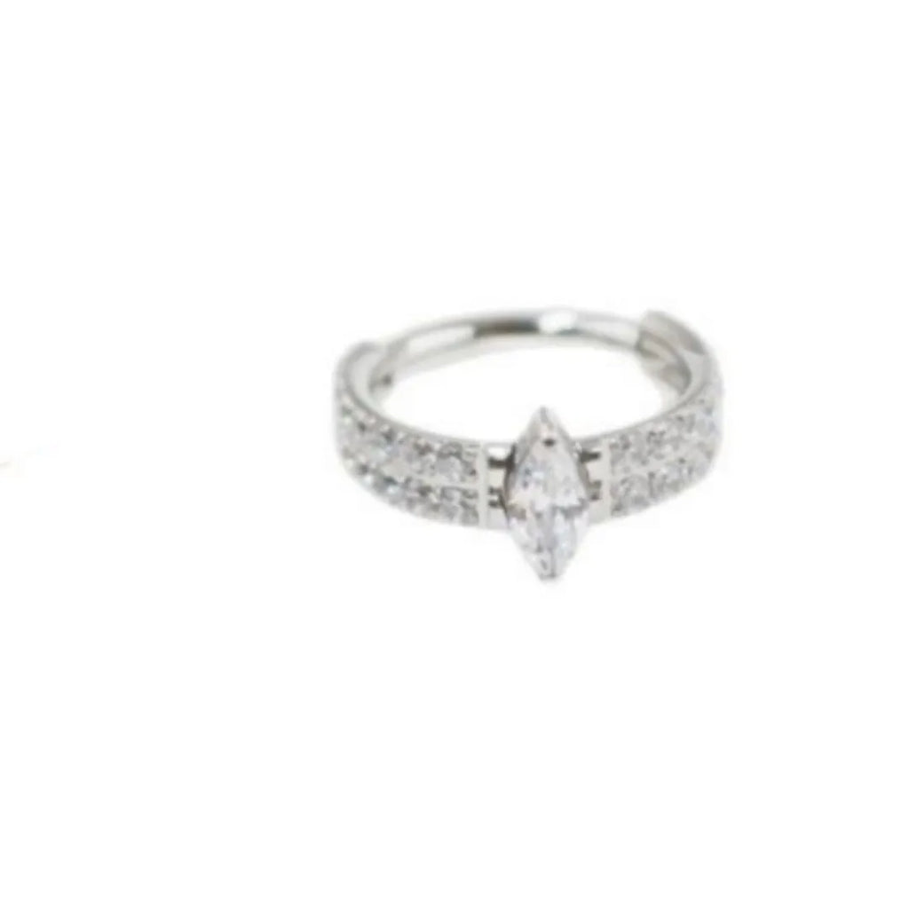 Ladies heart shape zircon earrings with diamond treatment in titanium steel metal 1.2x8mm