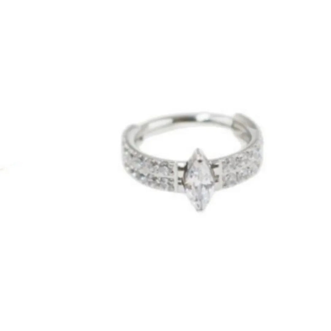 Ladies heart shape zircon earrings with diamond treatment in titanium steel metal 1.2x8mm