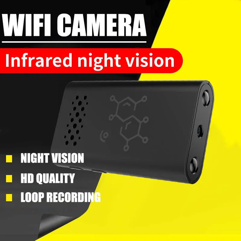 Black indoor smart security camera for WiFi baby and home monitoring.