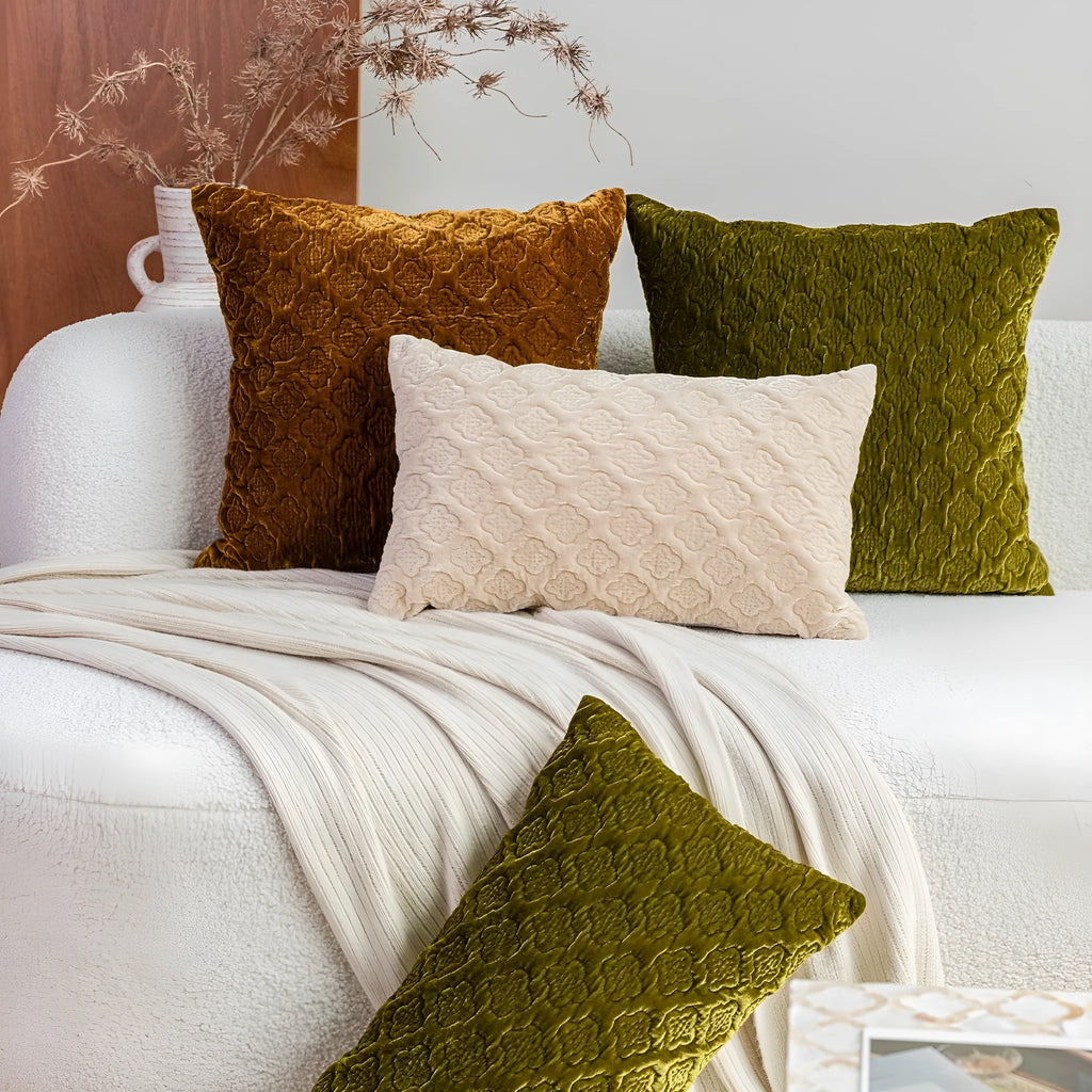 Brown gold antique style quilted cushion pillow with three-dimensional pattern