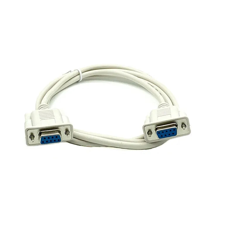 Milky white RS232 serial cable with DB9 female connectors on both ends, 1.5 metres long