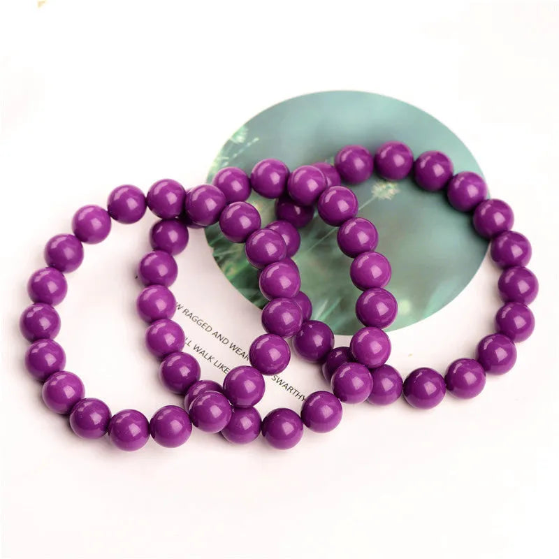 Jiuya purple mica crystal bracelet with polished beads in three size options