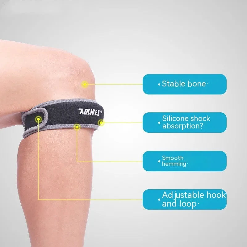 Black and grey patella retinaculum knee protection for running cycling basketball sports
