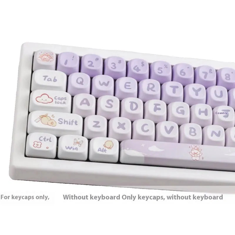 PBT gradient purple rabbit keycaps for mechanical keyboards with sublimation printing