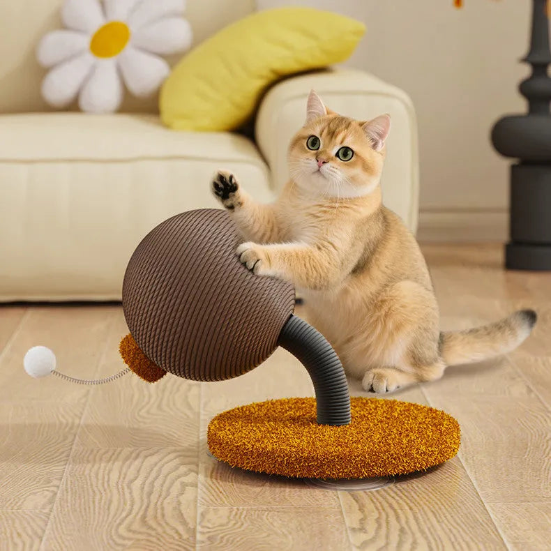 Large and small hemp rope cat scratch board with integrated cat grasping ball toy