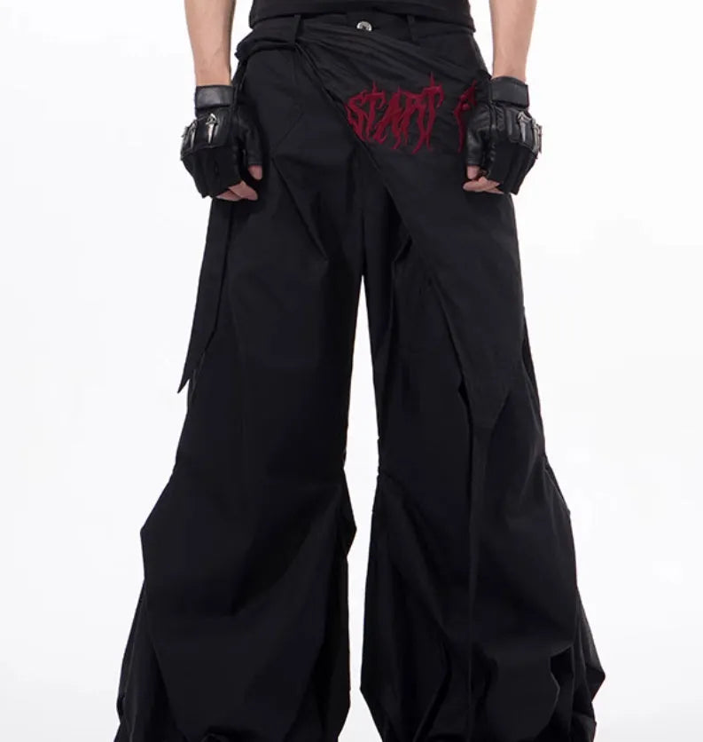 Boys wide-leg function pants in refined Korean style, black and grey solid colour options