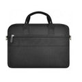 Black Oxford cloth laptop backpack with multiple front pockets and a padded computer compartment.