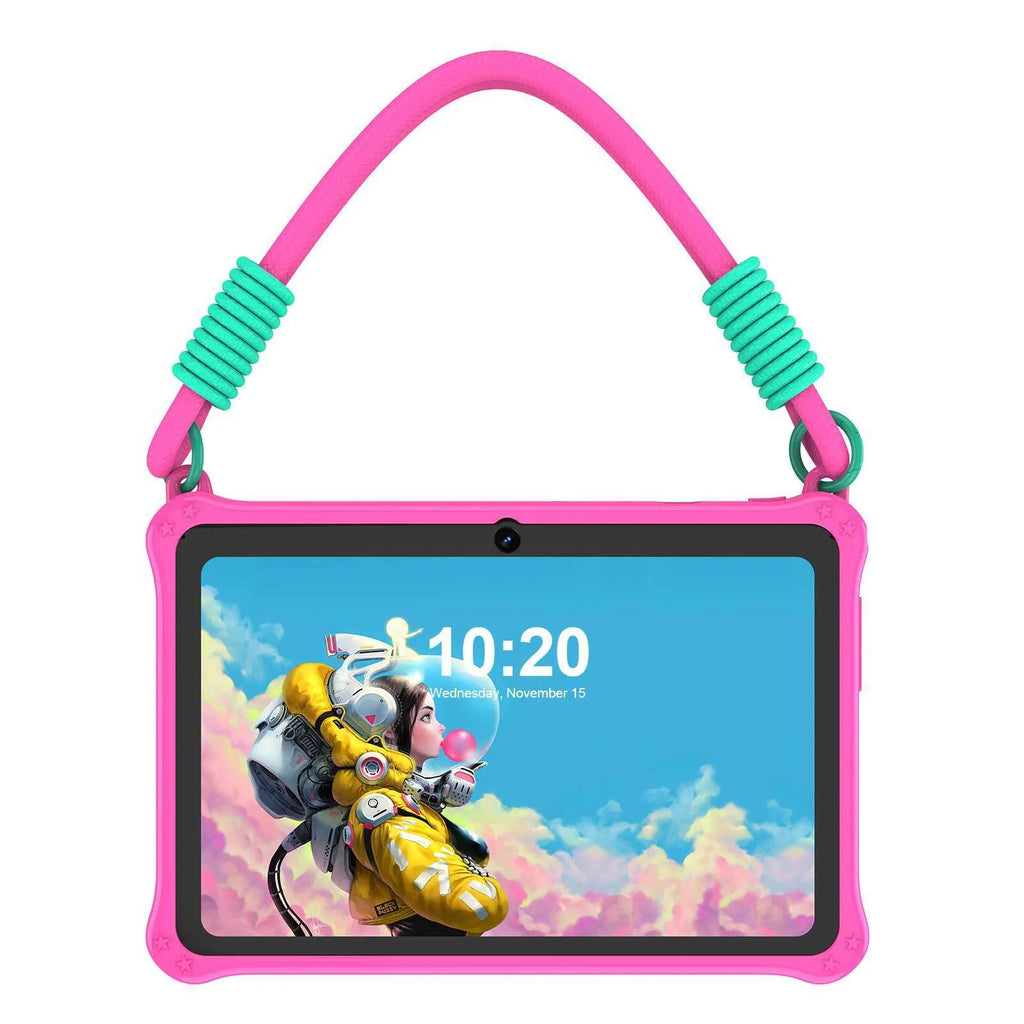 Sapphire blue silicone protective case for 7-inch tablet with flat strap