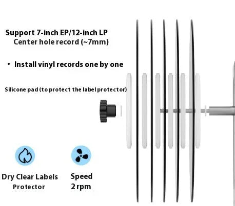 Mini ultrasonic cleaning machine with digital display and single vinyl record holder inside
