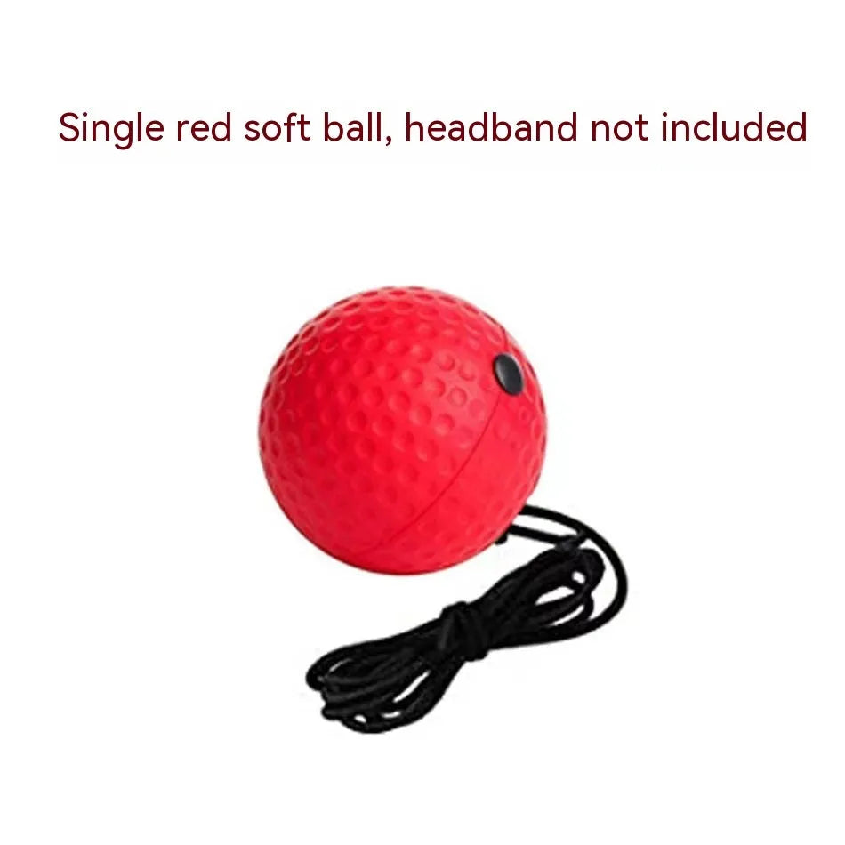 Head-mounted boxing reaction training ball set with multiple coloured balls and adjustable headbands