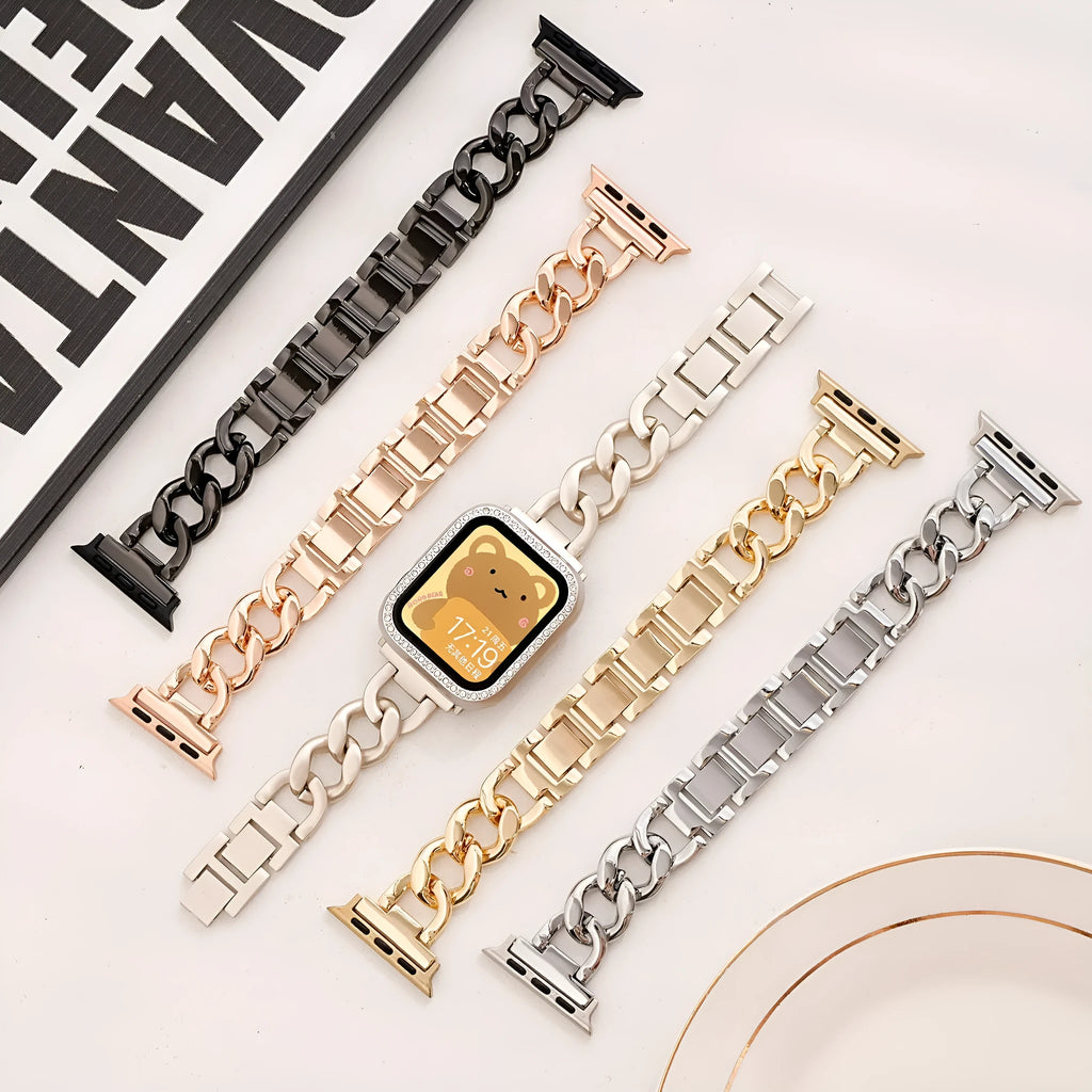 Silver denim chain metal watch strap for Apple Watch with 22mm lugs