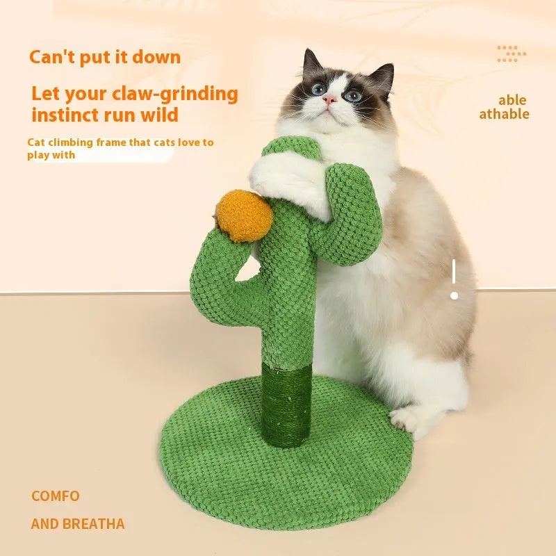 Cactus or coconut tree themed cotton-thread cat scratch board and climbing pole for cats