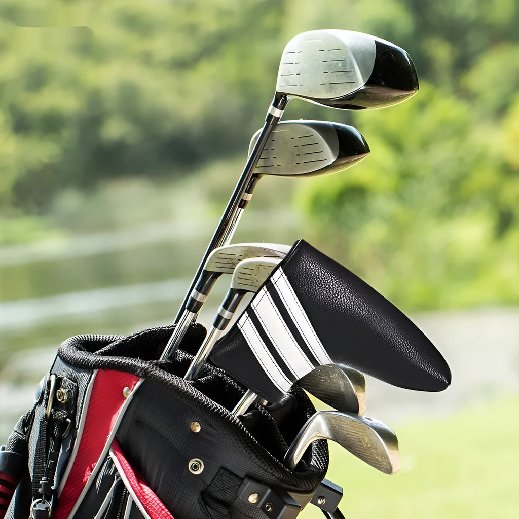 Black PU leather golf push rod case sleeve for club protection