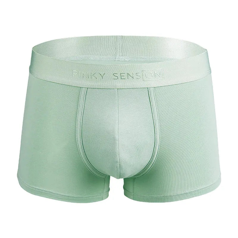 Men's solid colour cotton boxer shorts in black, shown flat