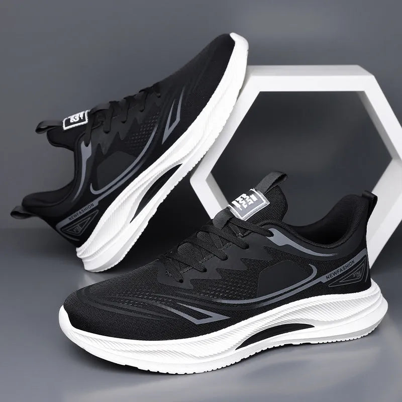 Men's low-top casual shoes in gray green with woven mesh upper and rubber platform sole.