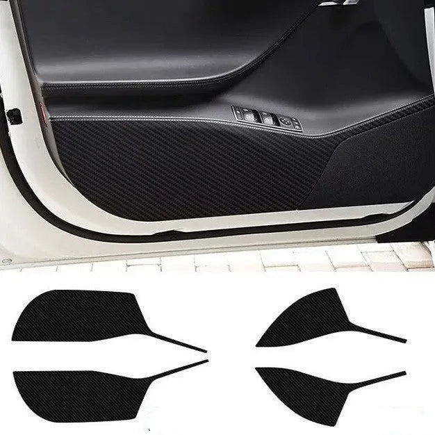Carbon fibre anti-scratch protective film kit for Tesla Model S car doors.