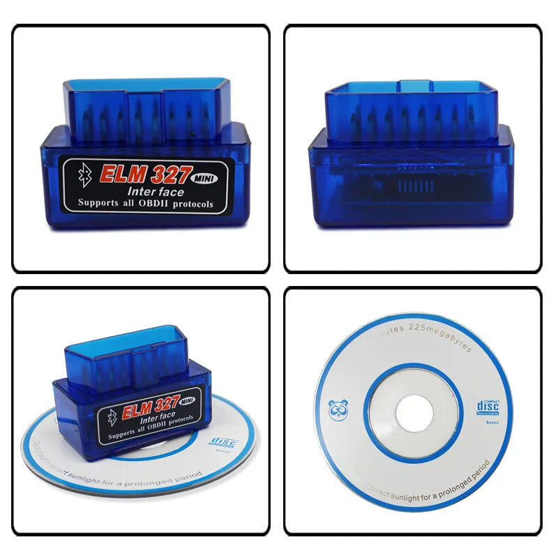 Bluetooth OBD2 scanner diagnostic tool for vehicle fault code reading and engine sensor monitoring