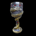 Red wine glass with 3D Chinese dragon design in gold colour, 200ml capacity
