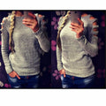 White women's knitted shirt with hollow-out crocheted pattern and long sleeves