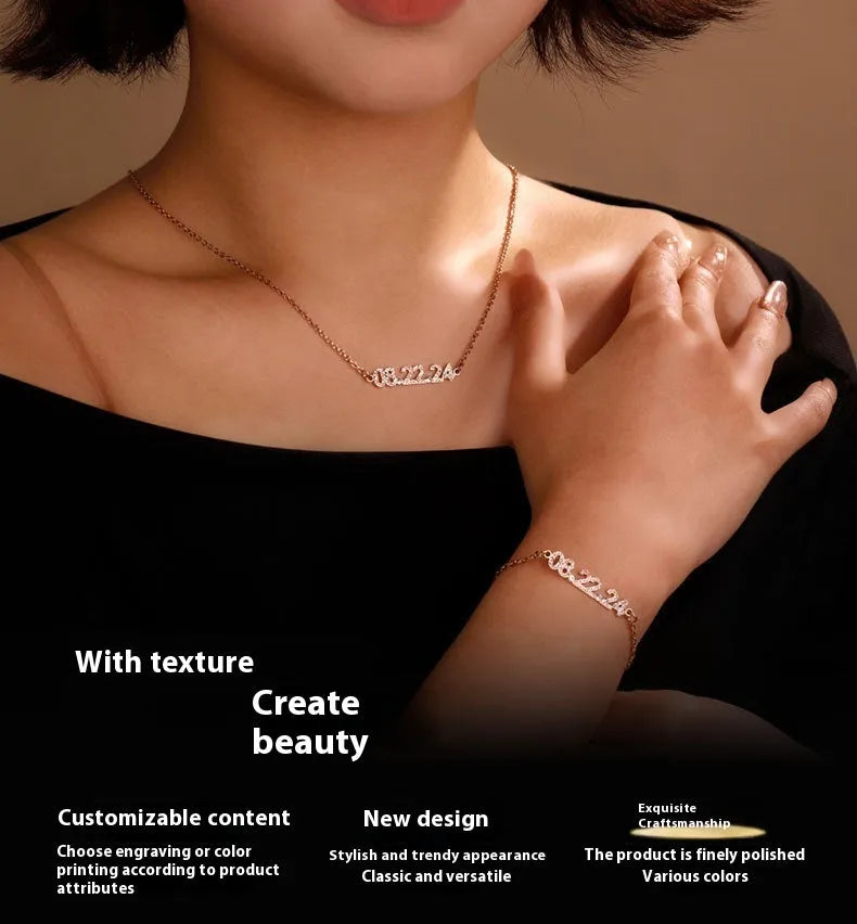 Stainless steel digital bracelet with diamond-set numbers on display, shown in gold colour.