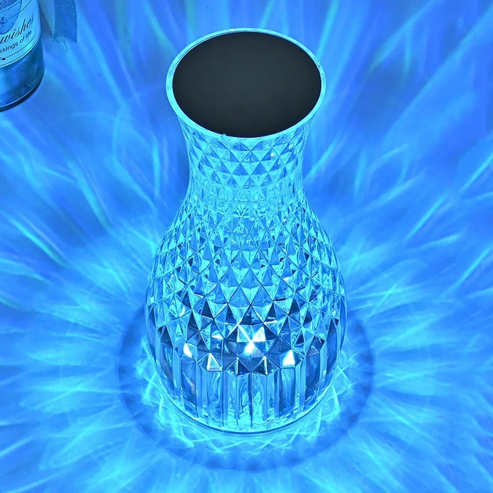 Vase shaped crystal table lamp with touch control and remote for bedside lighting