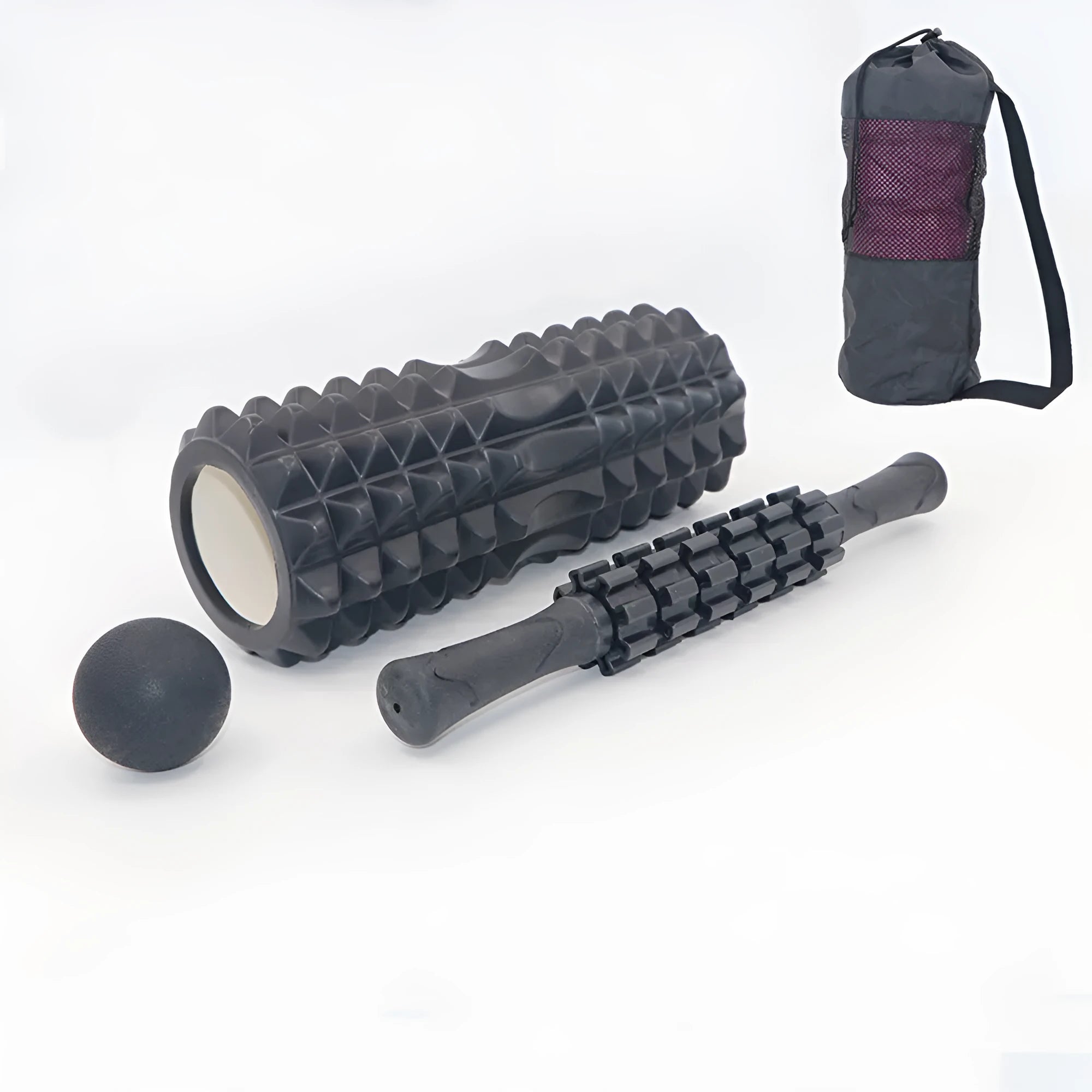 33cm black foam roller with six gear massage bars for health massage
