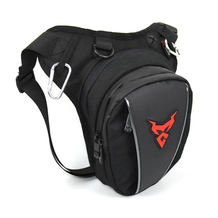 Motorcycle crossbody shoulder waist leg bag in 1200D Oxford cloth, shown in blue.