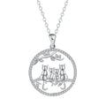Women's copper necklace with four kitten pendant design and cross chain